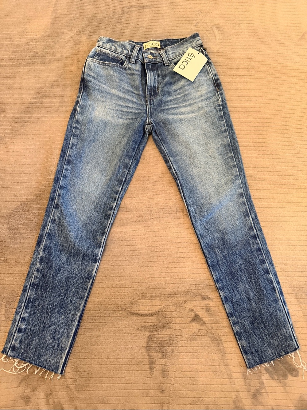 NWT Ética Blue Vintage Wash Straight Leg Raw Hem Jeans Size 1